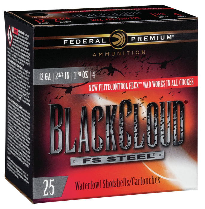 Federal PWBX1474 Premium Black Cloud FS 12 Gauge 2.75" 1 1/8 oz 1500 fps 4 Shot 25 Bx/10 Cs