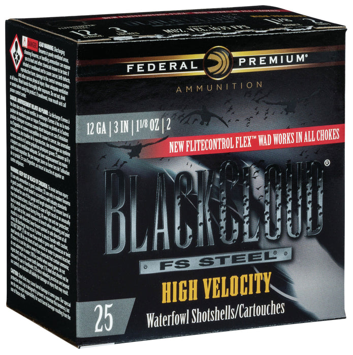 Federal PWBXH1432 Premium Black Cloud FS High Velocity 12 Gauge 3" 1 1/8 oz 1635 fps 2 Shot 25 Bx/10 Cs