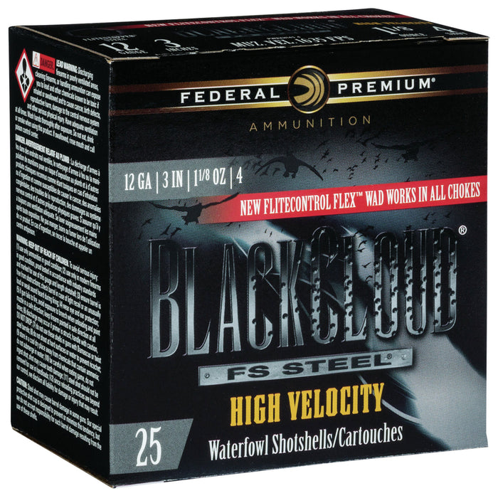 Federal PWBXH1434 Premium Black Cloud FS High Velocity 12 Gauge 3" 1 1/8 oz 1635 fps 4 Shot 25 Bx/10 Cs