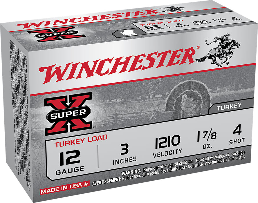 Winchester Ammo X123MT4 Super X Magnum Turkey 12 Gauge 3" 1 7/8 oz 1210 fps Copper-Plated 4 Shot 10 Bx/10 Cs