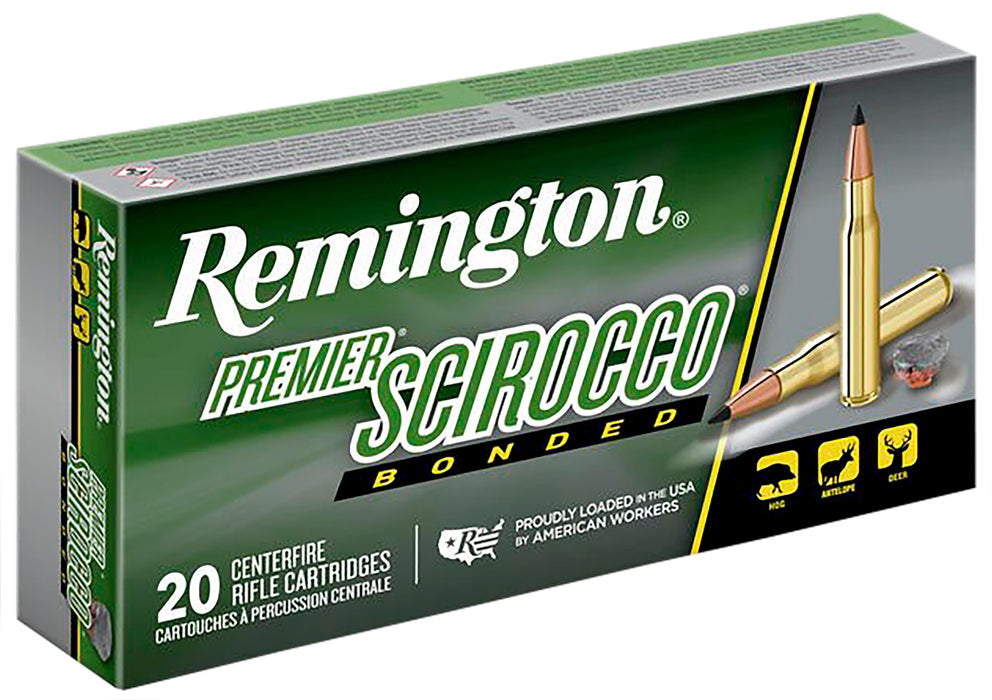 Remington Ammunition 29335 Premier Scirocco Bonded  7mm RUM 150 gr 3325 fps Swift Scirocco Bonded (SSB) 20 Bx/10 Cs