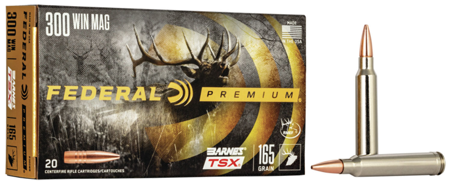 Federal P300WR Premium  300 Win Mag 165 gr 3050 fps Barnes TSX 20 Bx/10 Cs