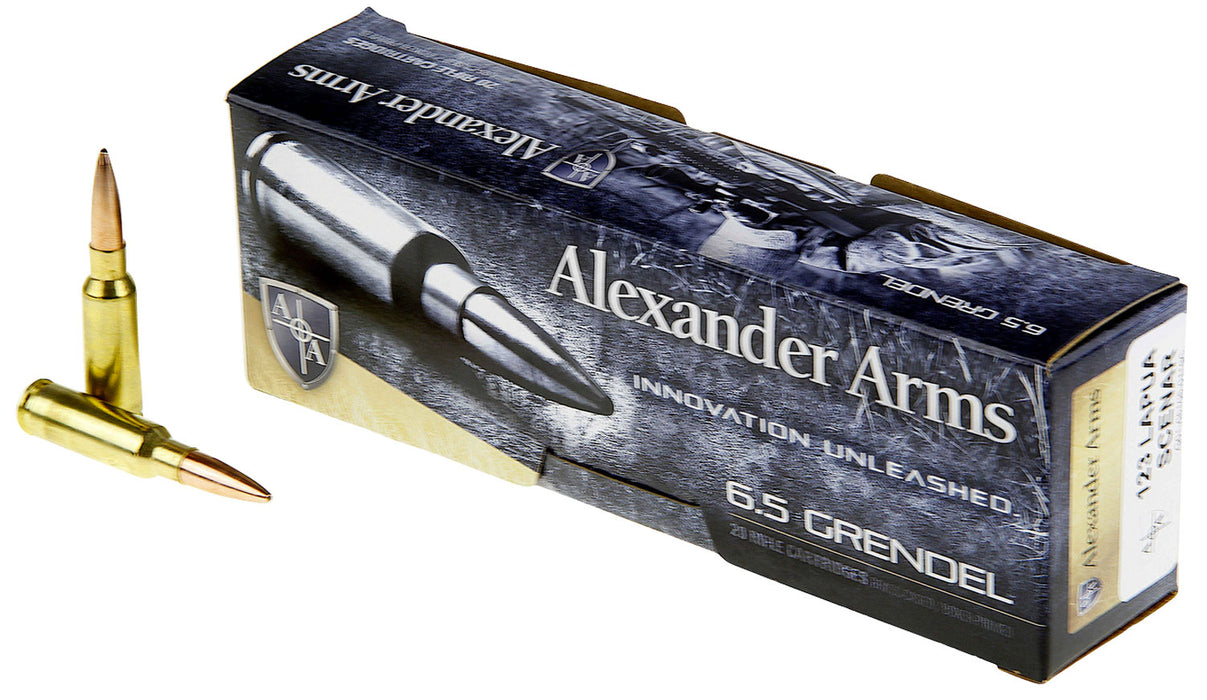 Alexander Arms AG123LSBOX Lapua Scenar  6.5 Grendel 123 gr Lapua Scenar Boat Tail Open Tip Match 20 Per Box/10 Cs