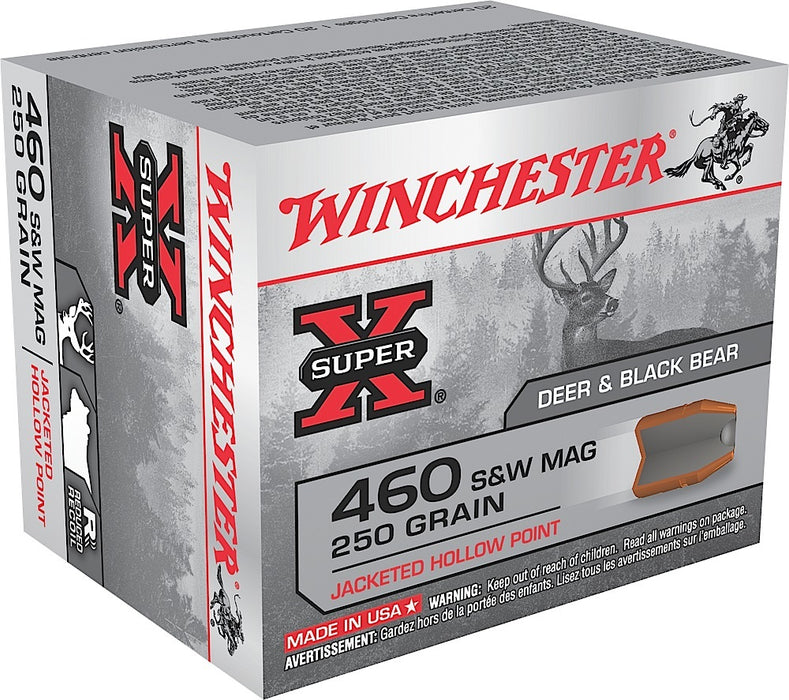 Winchester Ammo X460SW Super-X  460 S&W Mag 250 gr Jacketed Hollow Point (JHP) 20 Bx/10 Cs