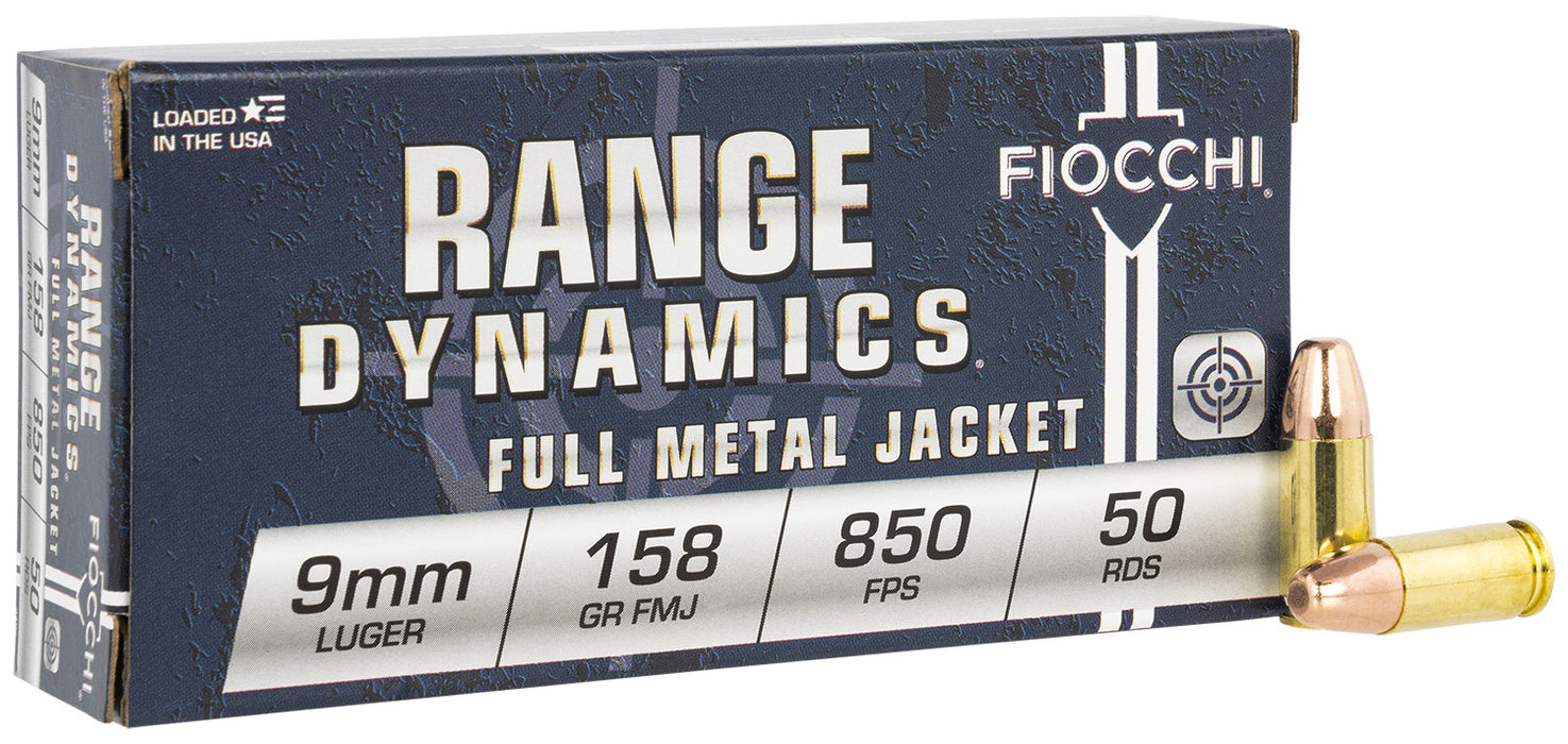 Fiocchi 9APE Range Dynamics  9mm Luger Subsonic 158 gr 850 fps Full Metal Jacket (FMJ) 50 Bx/20 Cs