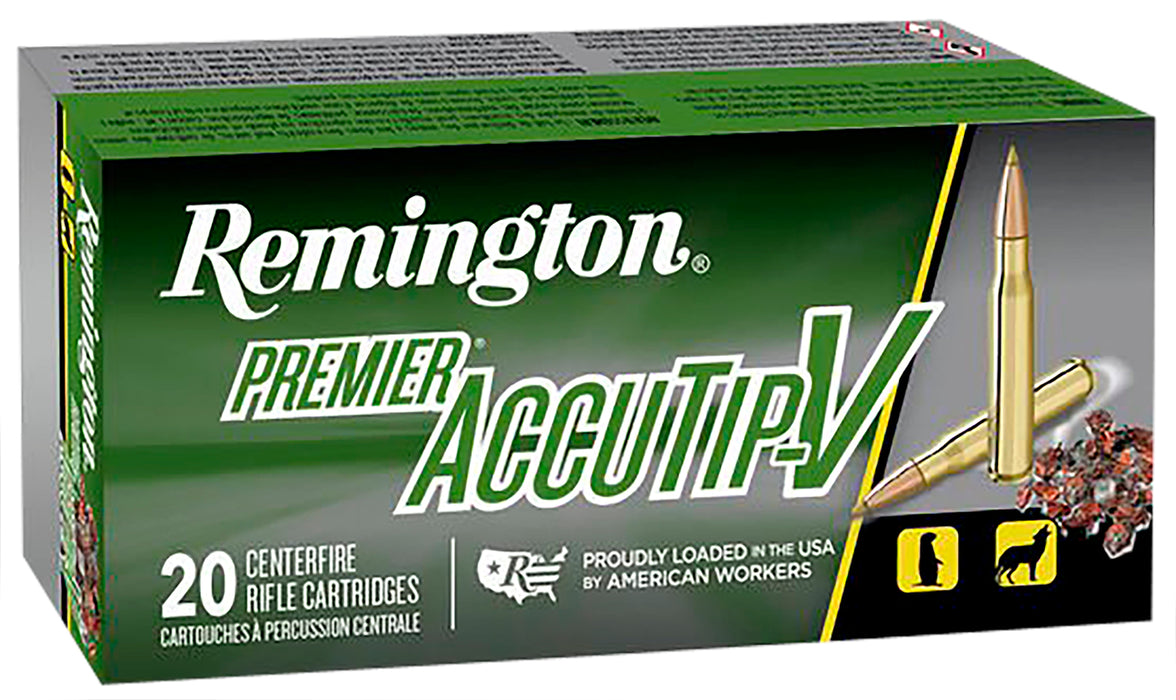 Remington Ammunition 29194 Premier AccuTip-V  243 Win 75 gr 3375 fps AccuTip-V Boat-Tail (ATVBT) 20 Bx/10 Cs