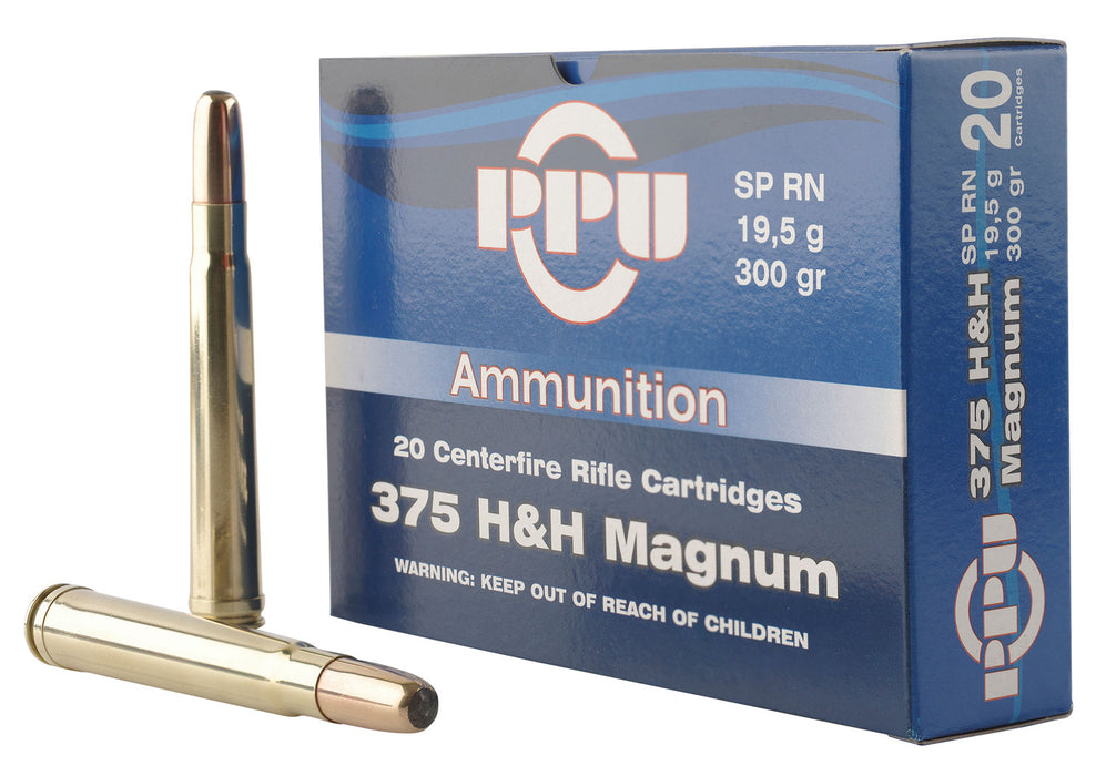 PPU PP375S Standard Rifle  375 H&H Mag 300 gr 2530 fps Soft Point Round Nose (SPRN) 10 Bx/20 Cs