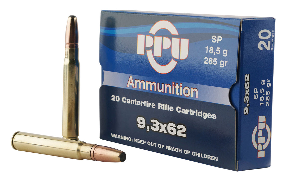 PPU PP9362 Metric Rifle  9.3mmx62 Mauser 285 gr 2265 fps Soft Point (SP) 20 Bx/10 Cs