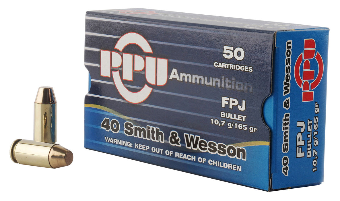 PPU PPH40F Handgun  40 S&W 165 gr Flat Point Jacketed (FPJ) 50 Per Box/10 Cs