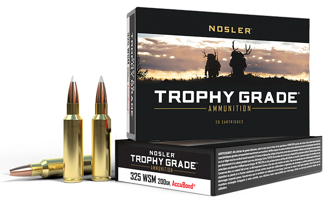 Nosler 60077 Trophy Grade  325 WSM 200 gr 2900 fps Nosler AccuBond 20 Bx/10 Cs