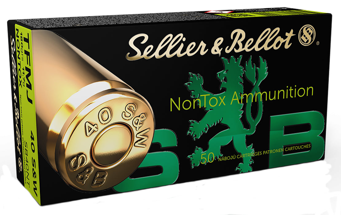 Sellier & Bellot SB40NT Handgun Non-Tox  40 S&W 180 gr 985 fps Full Metal Jacket (FMJ) 50 Bx/20 Cs