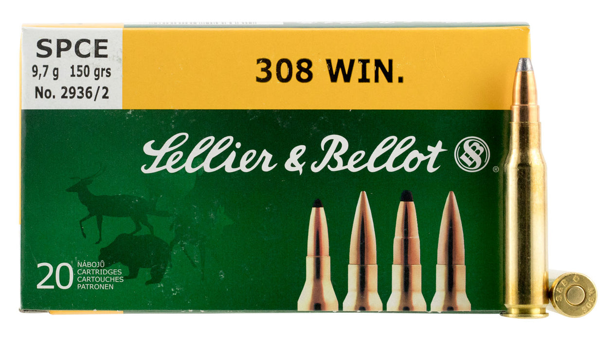 Sellier & Bellot SB308D Rifle  308 Win 150 gr 2789 fps Soft Point Cut-Through Edge (SPCE) 20 Bx/25 Cs