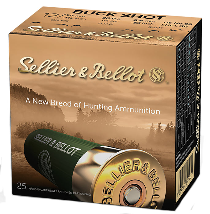 Sellier & Bellot SB12BSC Hunting  12 Gauge 2.75" 12 Pellets 1181 fps 00 Buck Shot 25 Bx/10 Cs