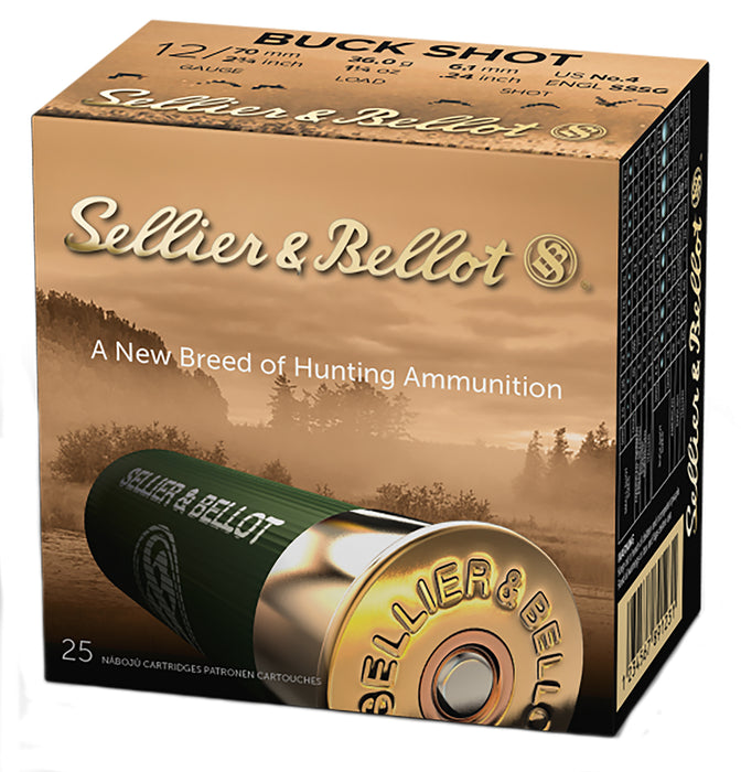 Sellier & Bellot SB12BSB Hunting  12 Gauge 2.75" 27 Pellets 1181 fps 4 Buck Shot 25 Bx/10 Cs