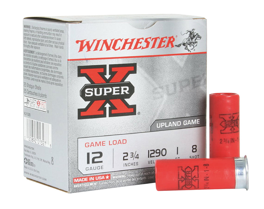 Winchester Ammo XU128 Super X Game Load 12 Gauge 2.75" 1 oz 1290 fps 8 Shot 25 Bx/10 Cs