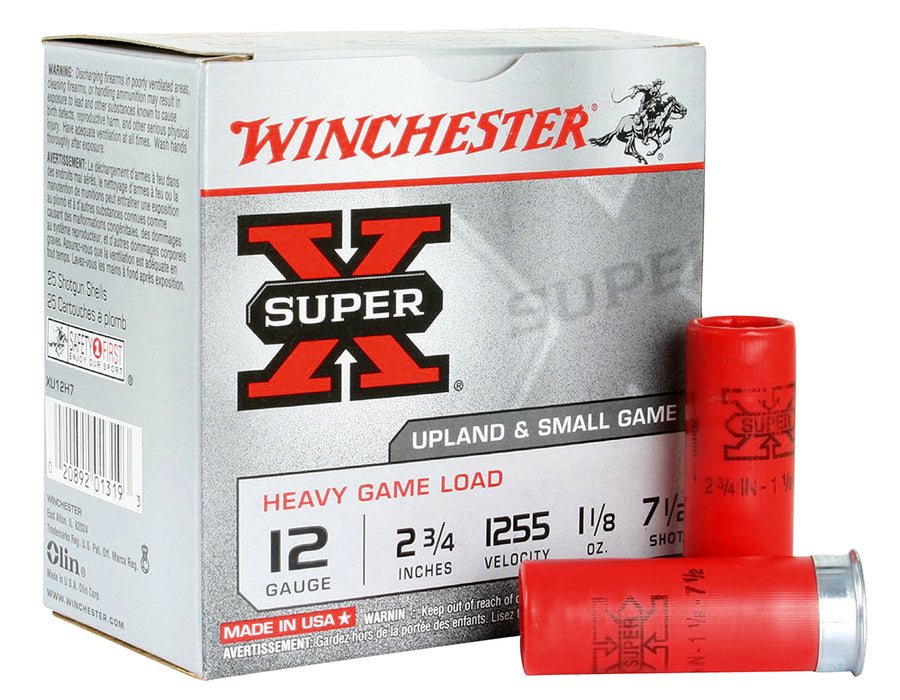 Winchester Ammo XU12H7 Super X Heavy Game Load 12 Gauge 2.75" 1 1/8 oz 1255 fps 7.5 Shot 25 Bx/10 Cs