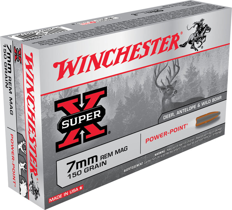 Winchester Ammo X7MMR1 Super X  7mm Rem Mag 150 gr 3090 fps Power-Point (PP) 20 Bx/10 Cs
