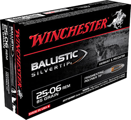 Winchester Ammo SBST2506A Ballistic Silvertip  25-06 Rem 85 gr 3470 fps Fragmenting Polymer Tip 20 Bx/10 Cs