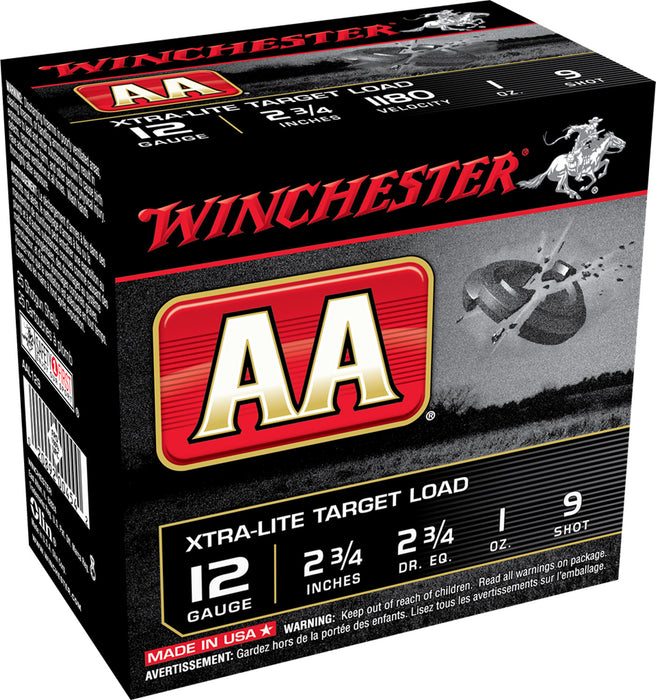 Winchester Ammo AAL129 AA Xtra-Lite Target 12 Gauge 2.75" 1 oz 1180 fps 9 Shot 25 Bx/10 Cs