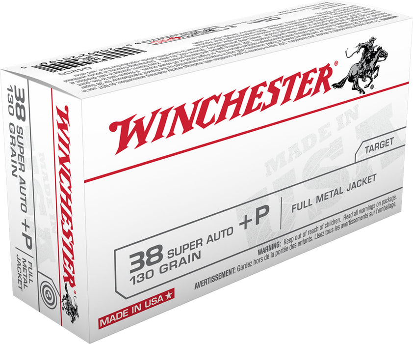 Winchester Ammo Q4205 USA  38 Super +P 130 gr Full Metal Jacket (FMJ) 50 Bx/10 Cs