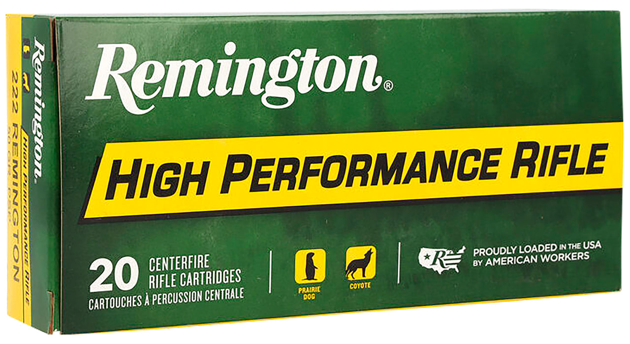 Remington Ammunition 21303 High Performance  222 Rem 50 gr 3140 fps Pointed Soft Point (PSP) 20 Bx/10 Cs