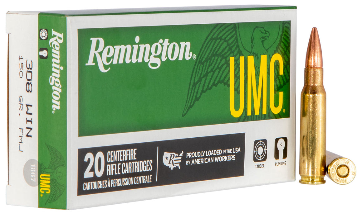 Remington Ammunition 23715 UMC  308 Win 150 gr 2820 fps Full Metal Jacket (FMJ) 20 Bx/10 Cs