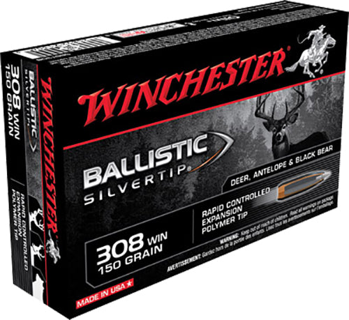 Winchester Ammo SBST308 Ballistic Silvertip  308 Win 150 gr 2810 fps Rapid Controlled Expansion Polymer Tip 20 Bx/10 Cs
