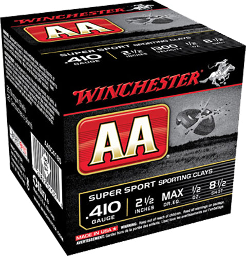 Winchester Ammo AASC4185 AA Super Sport Sporting Clay 410 Gauge 2.50" 1/2 oz 1300 fps 8.5 Shot 25 Bx/10 Cs