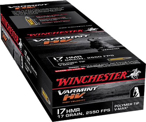 Winchester Ammo S17HMR1 Varmint HV  17 HMR 17 gr 2550 fps Hornady V-Max (VMX) 50 Bx/20 Cs