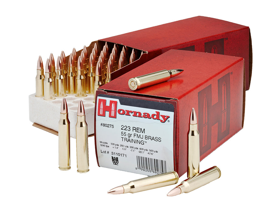 Hornady 80275 Custom  223 Rem 55 gr 3240 fps Full Metal Jacket Boat-Tail (FMJBT) 50 Bx/10 Cs