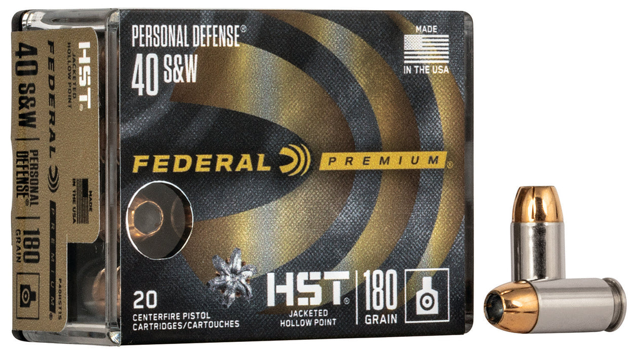 Federal P40HST1S Premium Personal Defense 40 S&W 180 gr HST Jacketed Hollow Point 20 Per Box/10 Cs