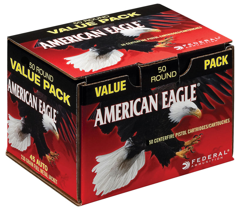 Federal AE45A50 American Eagle 45 Automatic Colt Pistol (ACP) 230 GR Full Metal Jacket 50 Bx/ 10 Cs