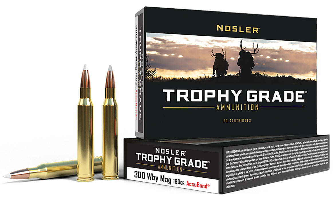 Nosler 48643 Trophy Grade  300 Wthby Mag 180 gr 3175 fps Nosler AccuBond 20 Bx/10 Cs