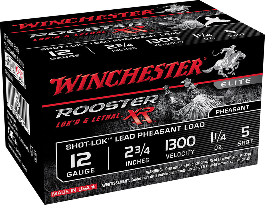 Winchester Ammo SRXR125 Rooster XR Shot-Lok 12 Gauge 2.75" 1 1/4 oz 1300 fps 5 Shot 15 Bx/10 Cs