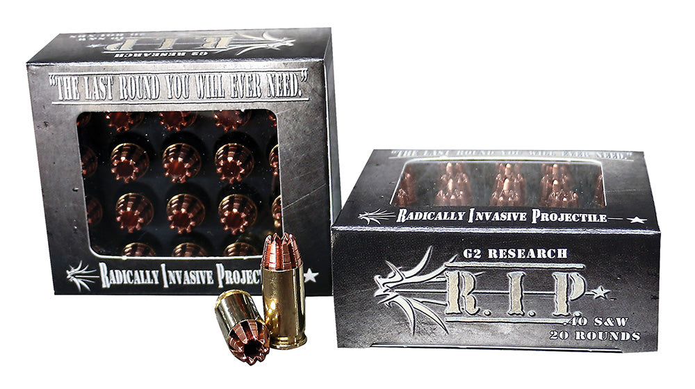 G2 Research RIP 40 S&W R.I.P  40 S&W 115 gr 1080 fps Fracturing Hollow Point (FHP) 20 Bx/25 Cs