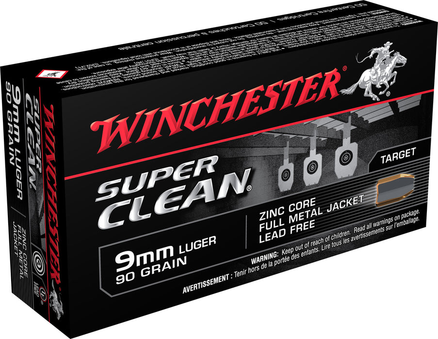 Winchester Ammo W9MMLF Super Clean  9mm Luger 90 gr Lead Free Full Metal Jacket 50 Bx/10 Cs