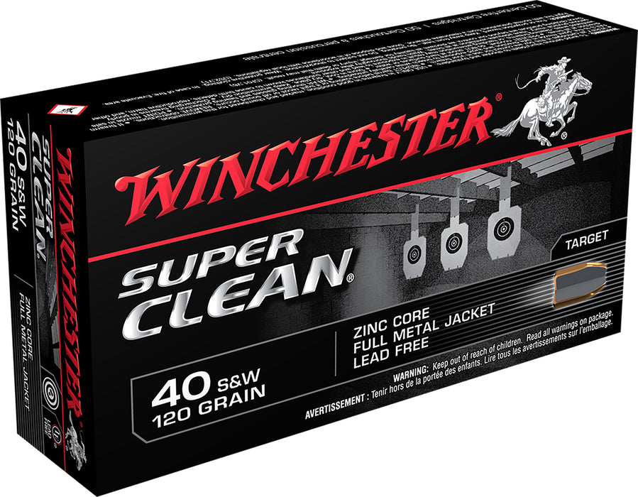 Winchester Ammo W40SWLF Super Clean  40 S&W 120 gr Lead Free Full Metal Jacket 50 Bx/10 Cs