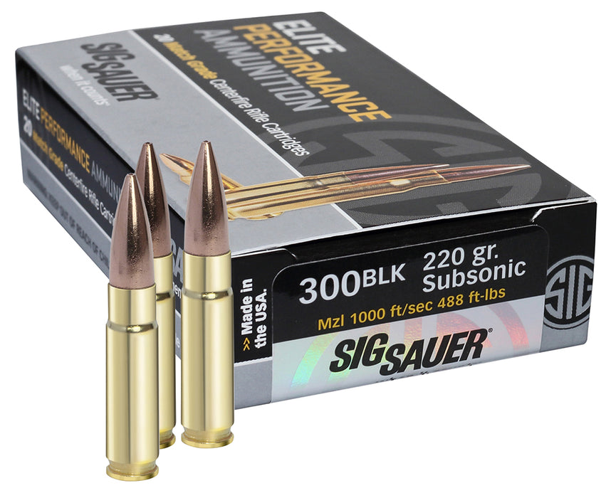 Sig Sauer E300A220 Elite Match Grade  300 Blackout 220 gr Open Tip Match (OTM) 20 Bx/ 25 Cs